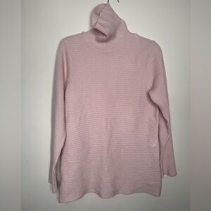 Soft Pink Turtleneck Ribbed Sweater